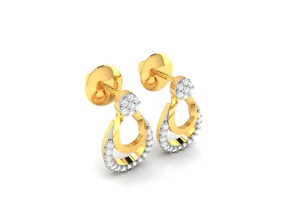 Diamond Earrings 3dm STL FBX OBJ Render Details 3D print model