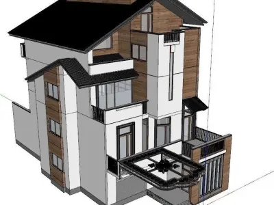 Iron Glass Roof Art Mounted Villa Facade 3D model 3D model 3D model