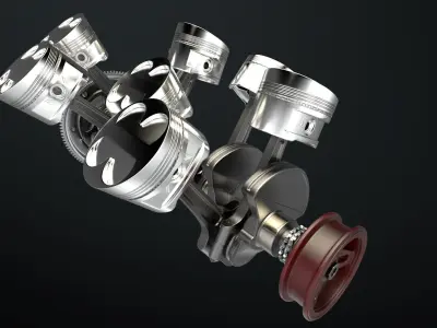 W8 Engine Working Animated 3D model