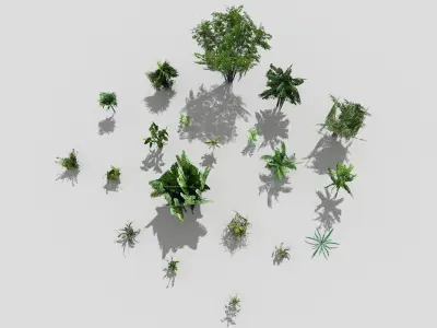 low poly foliage pack Low-poly 3D model
