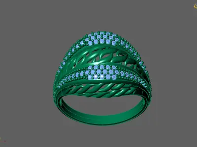 Women Ring With Stone Diamond Ready STL 3DM Models Womens Rings 3D print model purchase