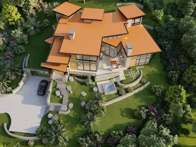 Vacation House In The Woods 3D model