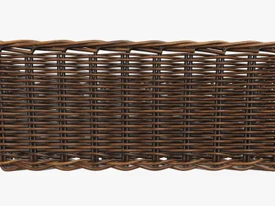 Wicker basket rectangular 01 dark brown 3D model