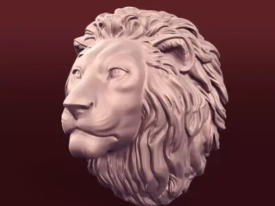 Lion Head Mounted Trophy -- Statue -- Sculpture 3D print model