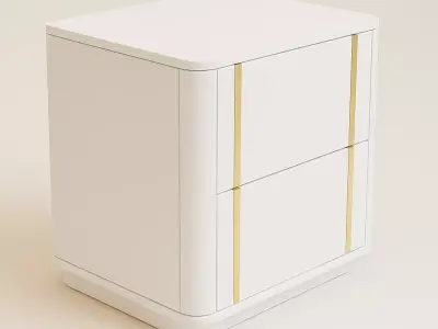 Modern  Nightstand with Gold Accents 3D Model 3D model