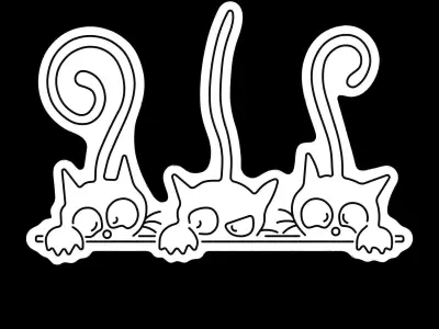 3 Goofy Cats Neon Sign 3D model