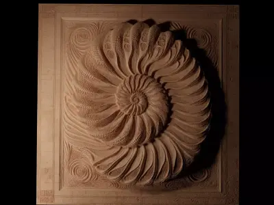 Sea Shell Mystery Sandcasting Bas High Relief CNC 3D print model