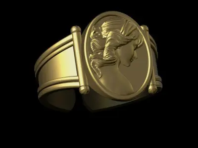 Cameo Woman Ring 3D print model