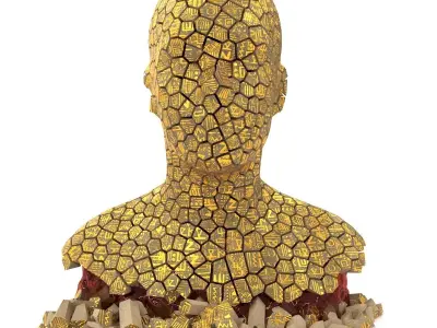 Bust of fragments with hieroglyphics 3D model