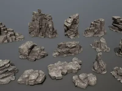 desert rocks  Low-poly 3D model