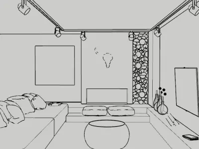 Living Room American Style 3D model