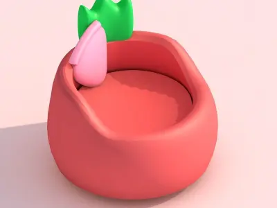 Strawberry Themed Furniture Set - Game Assets 3D model