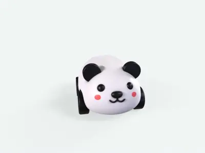 Cartoon Panda Car Cute Low-poly 3D model