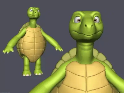 Stylized Cartoon Turtle - Biped 3D model