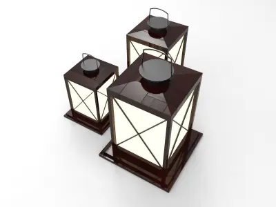 lantern I three wooden lanterns 3D model