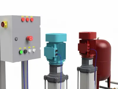 Installations of Booster Pump Multistage Pump Full Assembly 3D print model