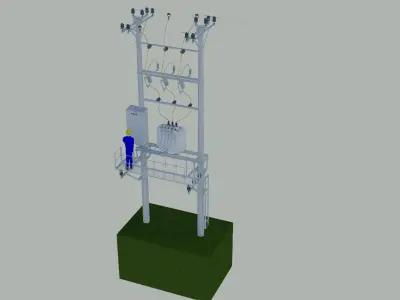 Estacao transformadora Low-poly 3D model