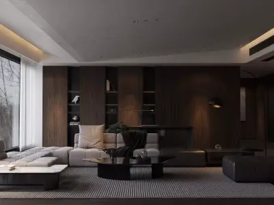 Modern living room dining room interior scenes 416 3D model