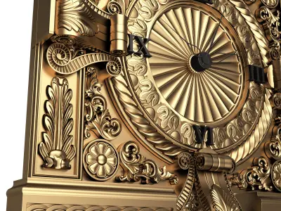 Classic Wall Clock 015 Gold Low-poly 3D model