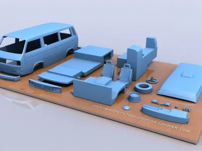 VOLKSWAGEN T3 TRANSPORTER CAMPER 1986 3D print model
