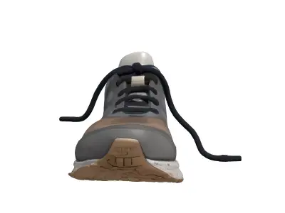Realistic Dirty Trail Running Shoe Low-poly 3D model