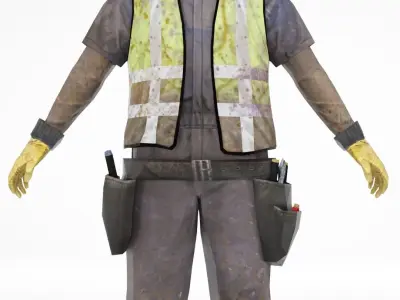 Worker construct Pack Low-poly 3D model Low-poly 3D model