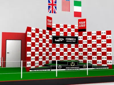 Formula One sport podium Low-poly 3D model