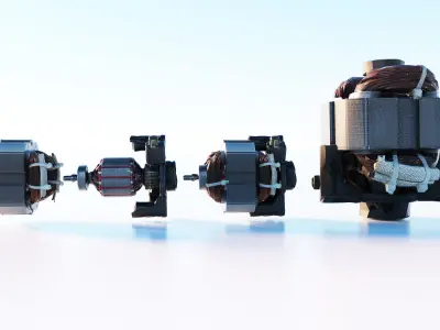Electric motor Low-poly 3D model shop
