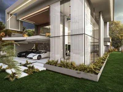 Modern Luxury Villa Fully Designed Exterior and Interior Scene Low-poly 3D model