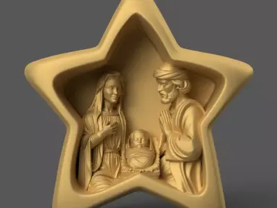 Elegant Christmas Nativity Scene STL 3D Model 3D print model