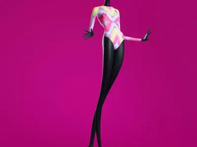 Woman Swimsuit VS Long Sleeve One-piece 3D model