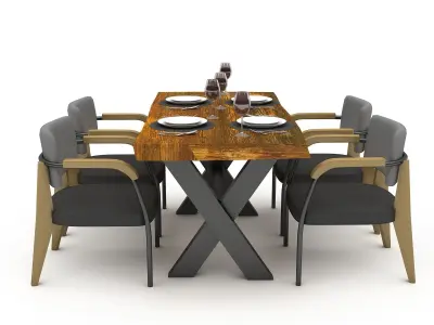 3D dining table 013 model Low-poly 3D model