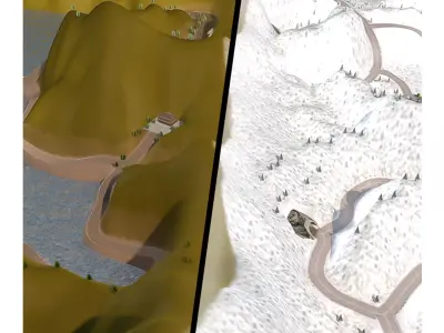Offroad Racing Tracks- Snow Mountain Tracks Low-poly 3D model