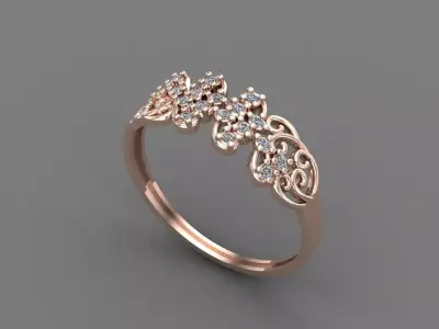 Womens Diamond Signet Ring Women Rings 3dmodels 3D print model 3D print model 31