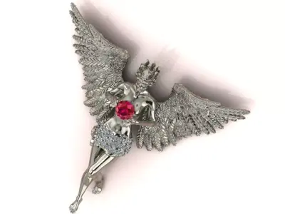 Angel Pendant Jewelry model - The Guardians Heart for Her 3D print model