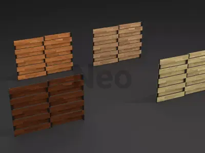 Low-Poly Wooden Fence 3D Model - Modern Wooden Fence Low-poly 3D model