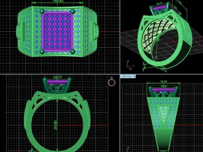 Men Ring Wide Square 1416 3D print model