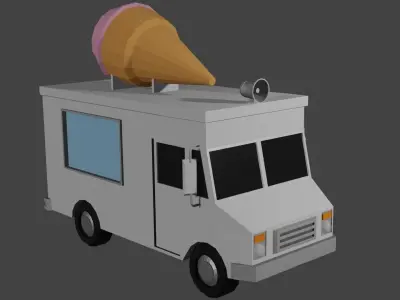 Ice Cream Truck lowpoly Low-poly 3D model