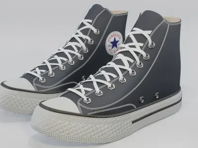 Basketball Leather Shoes Converse All Star Dark Blue 3D model