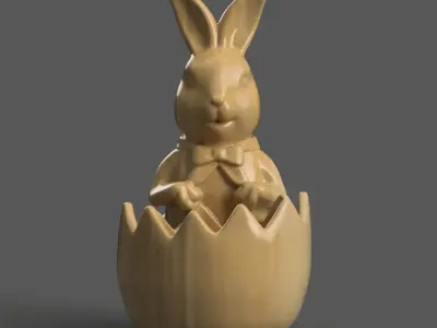 Easter Bunny Pot urn Planter Candy Dish 3D print model