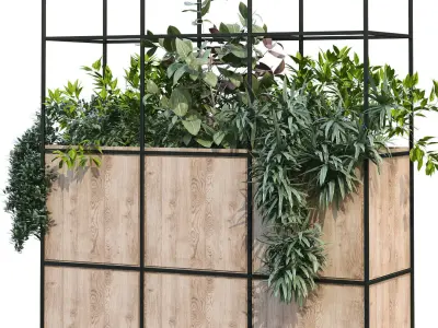 Interior vertical green partition set 198 3D model