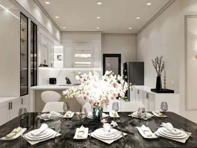 LUXURY DINNING ROOM TABLE SET  3D model