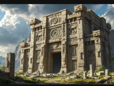 Ancient Stone Temple Epic Fantasy Environment Asset Low-poly 3D model