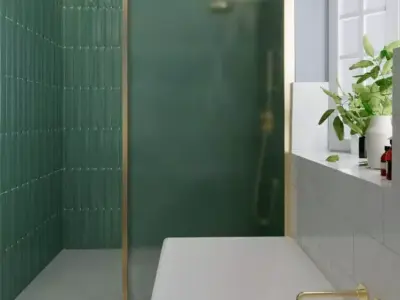 Modern Green Tile Luxury Bathroom Interior 3D Model 3D model