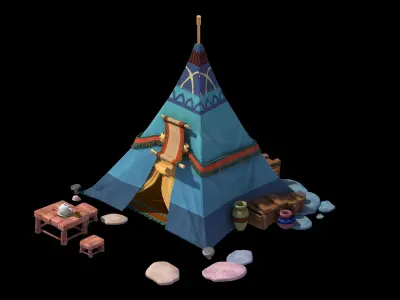 gAME Single-mouth tapering tent 03 3D model