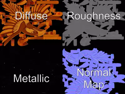 Carved Wooden Eagle model pack Low-poly 3D model