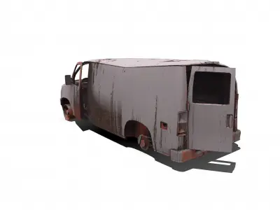 Wrecked Van Low-poly PBR Low-poly 3D model