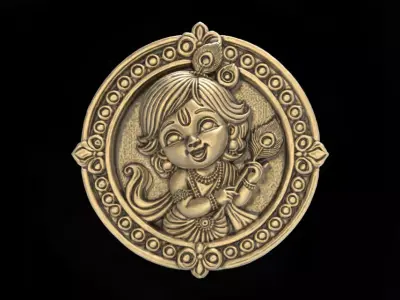 God  Krishna 3D Model for CNC Bas-Relief and 3D Printing 3D print model