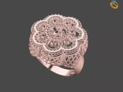 Women Stone Rings Diamond 3D print model 12