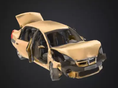 Rusty Junk Car Low-poly 3D model